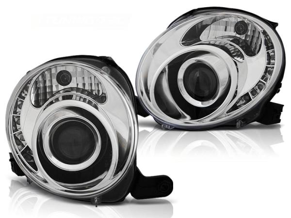 Scheinwerfer LED Tagfahrlicht Optik für Fiat 500 Bj. 07-15 Chrom